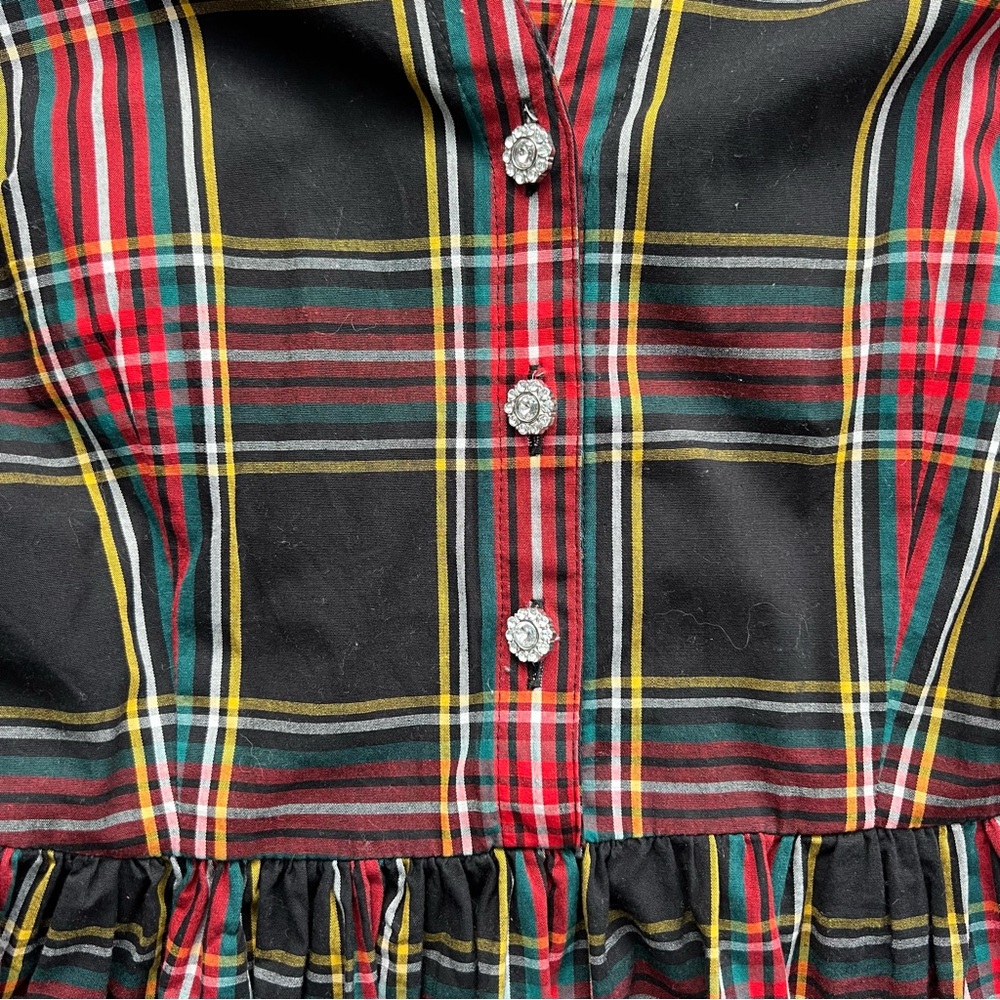 J. Crew Stewart Tartan Puff-Sleeve Factory Midi Dress - Picture 4 of 8